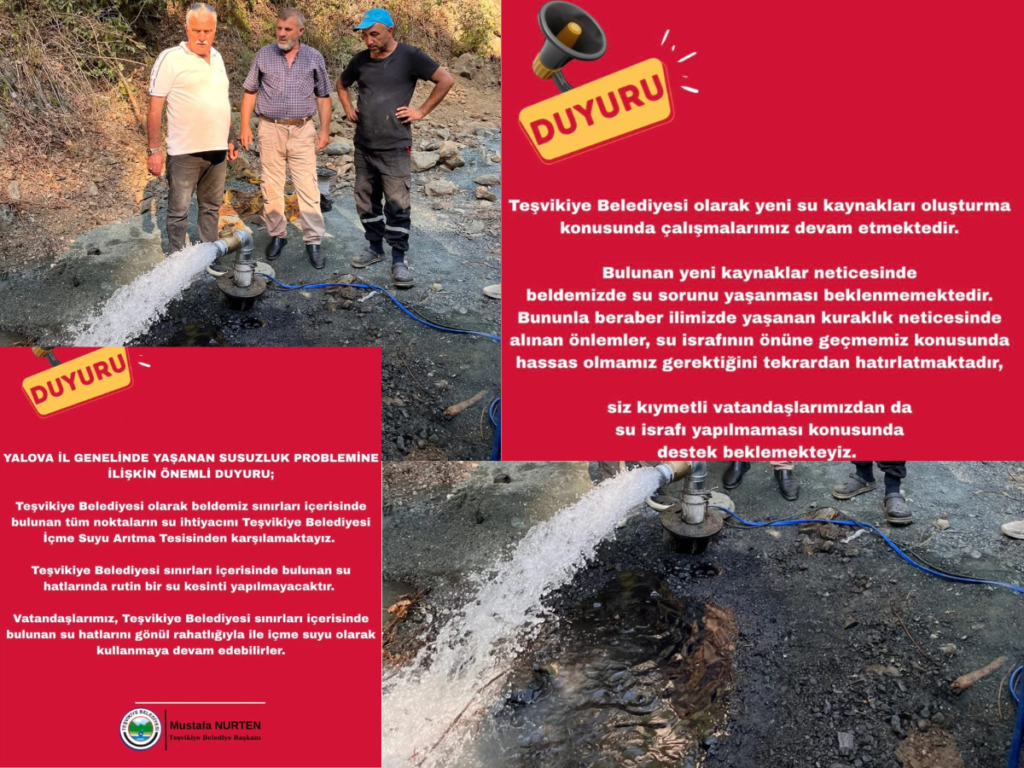 Yalova Teşvikye Belediye Başkanı Duyurdu; Beldemizde Su Sorunu Olmayacak