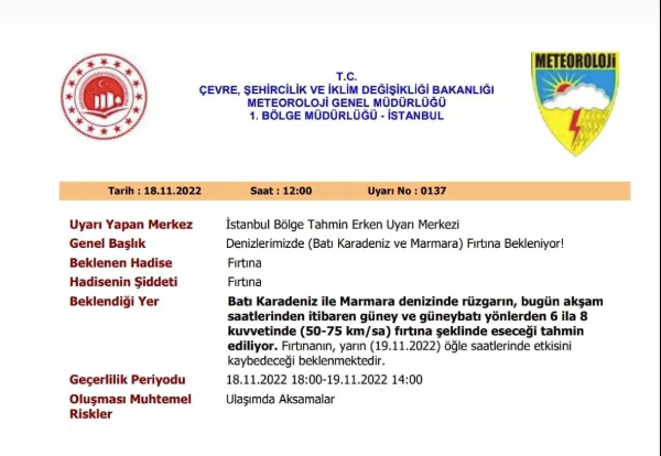 Meteoroloji den Bölgemize Uyarı Geldi