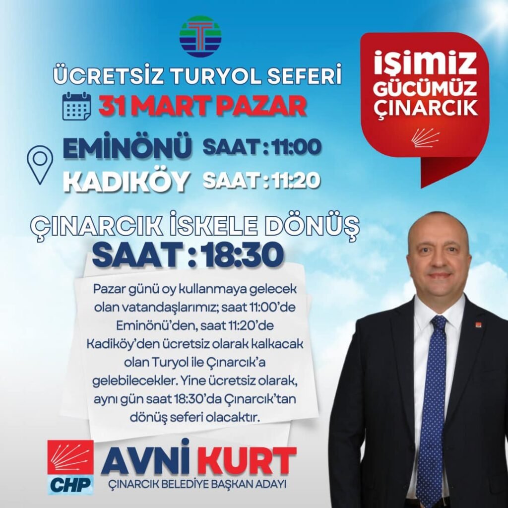 CHP Çınarcık Başkan Adayı Avni Kurt İstanbul’da yaşayan Çınarcıkıları Oy Kullanmaya Davet ediyor.