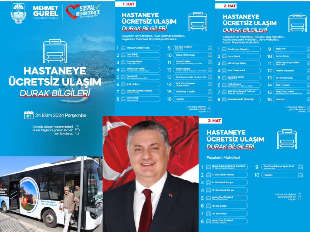 Yalova Belediyesi Yalova Merkez Devlet Hastanesi Arası Ücretsiz Minibüs Seferleri Başlattı